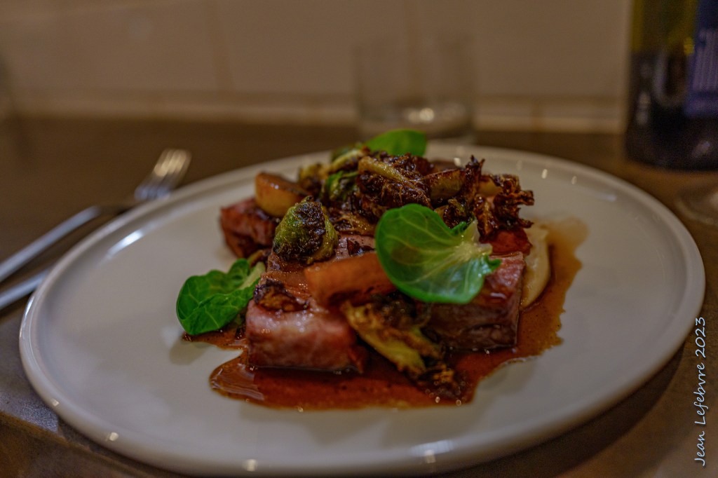 Pork with Brussels sprouts