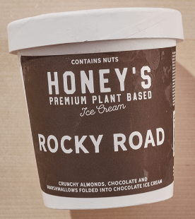 Honey's Premium Plant Based Ice Cream: Rocky Road.